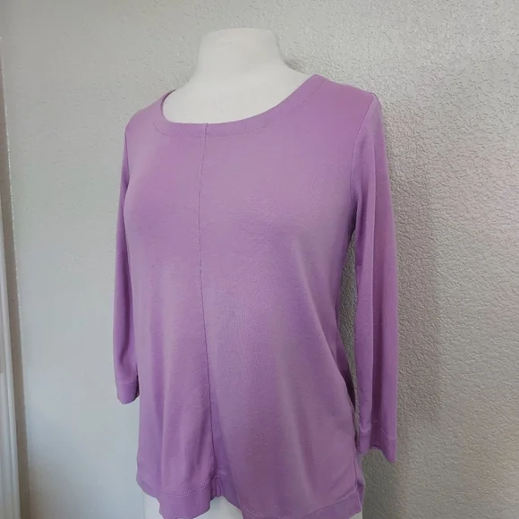 ⭐️5/$20 J. Jill Lavender 3/4 Sleeves Cotton Tee Size XS - Picture 4 of 8